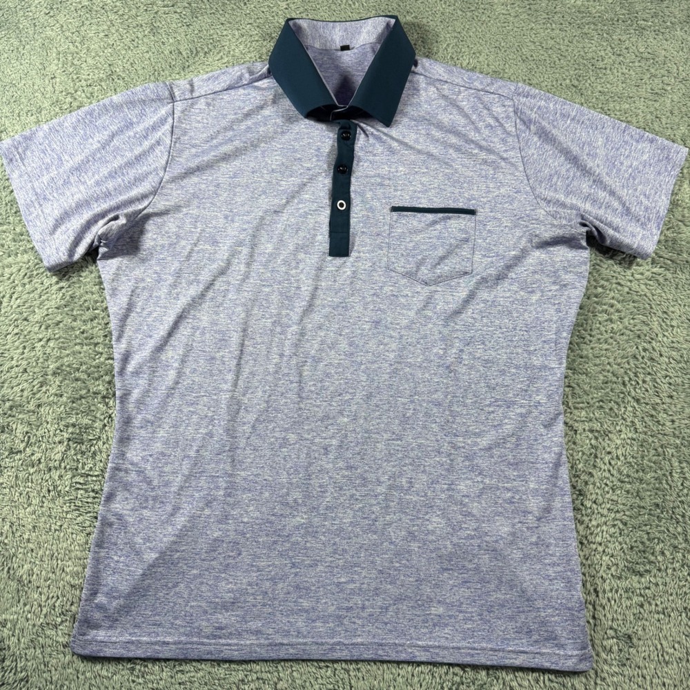 State and Liberty Performance Polo Shirt Mens XL Purple Heathered Short Sleeve